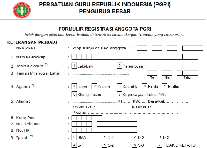 Pendaftaran PGRI Kota Palopo - Persatuan Guru Republik Indonesia Cabang Kota Palopo